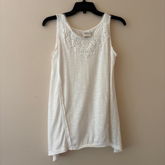 Knox Rose Tops - Knox Rose White Lace Trim Tank Top
